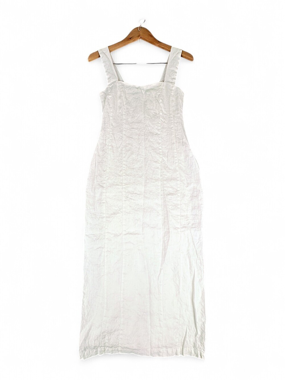 Dissh White Linen Midi Dress Sz 4 Square Neck Straps